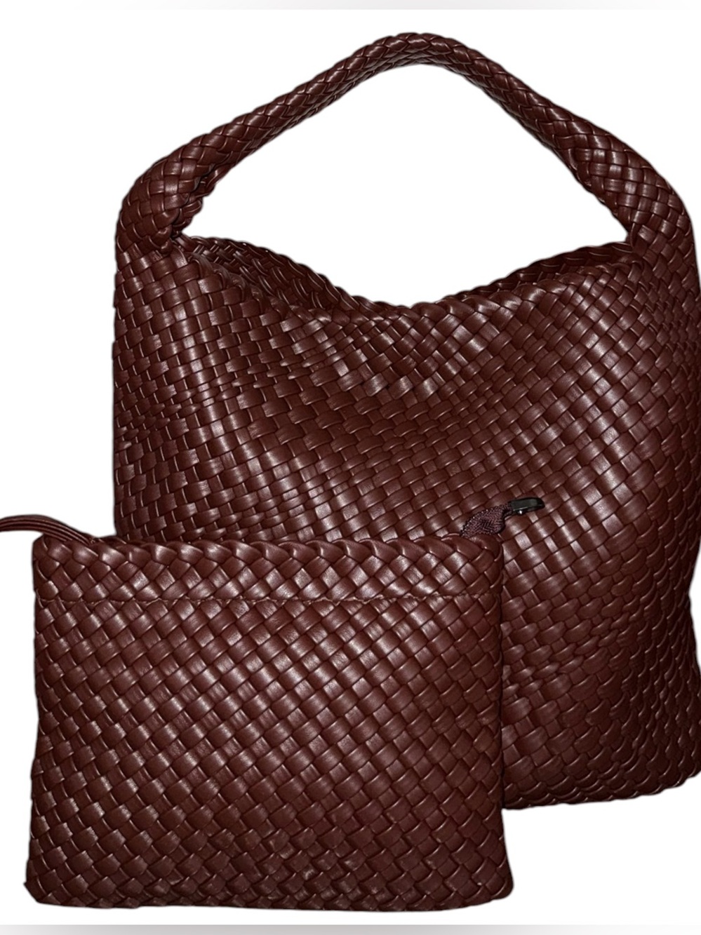 3pc Boutique Woven Hobo Shoulder Bag, Zip Top Case & Removable Organizer - NWT